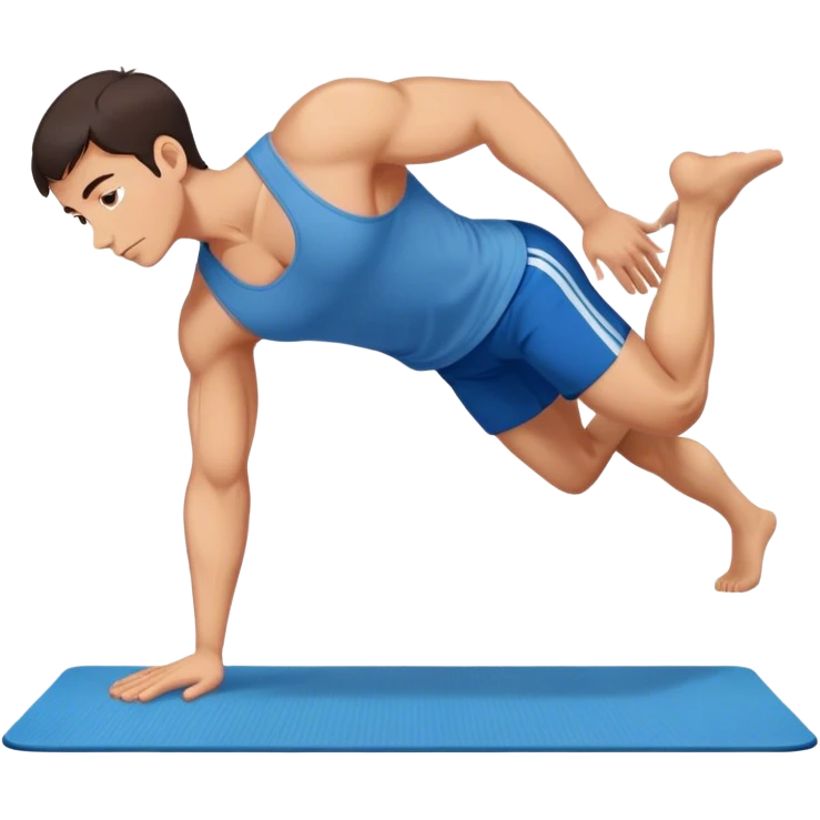 buff man blue shorts doing plank exercise on yoga mat emoji