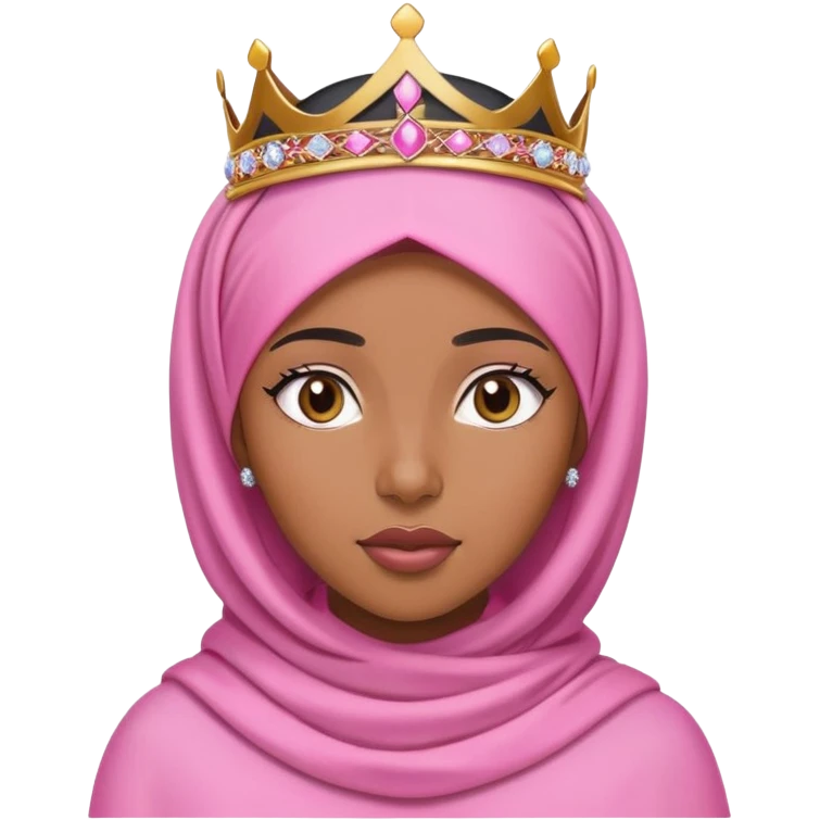 Black girl caramel skin wearing pink hijab and a tiara on top of her head emoji