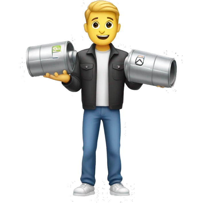 A guy holding catalytic converter  emoji