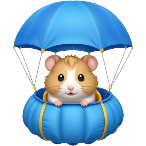 hamster riding blue parachute emoji