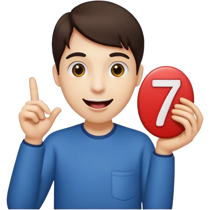 Happy face with tongue out with a number six in one hand and number seven in the other hand emoji