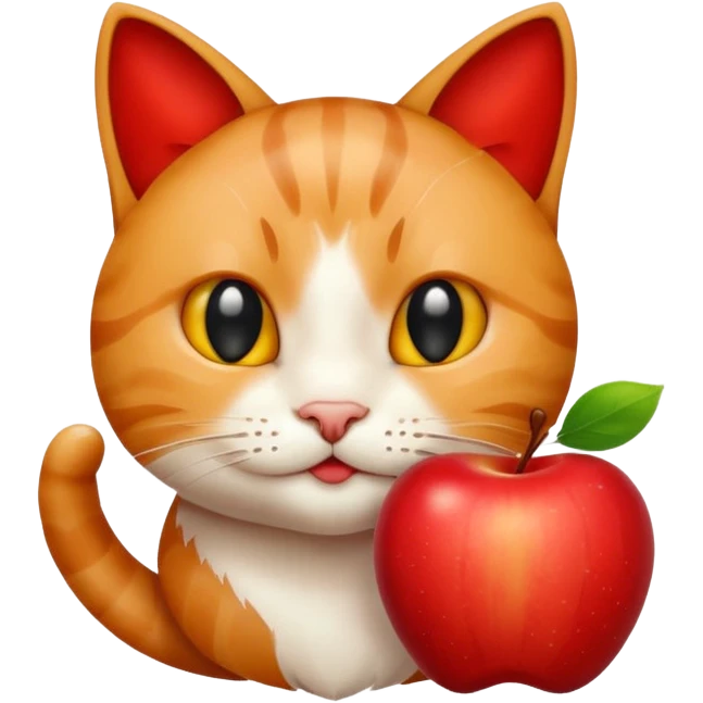 Cat eating a apple emoji