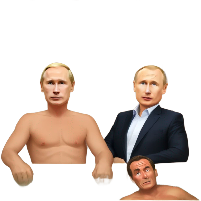 Putin and Schröder in a sauna emoji