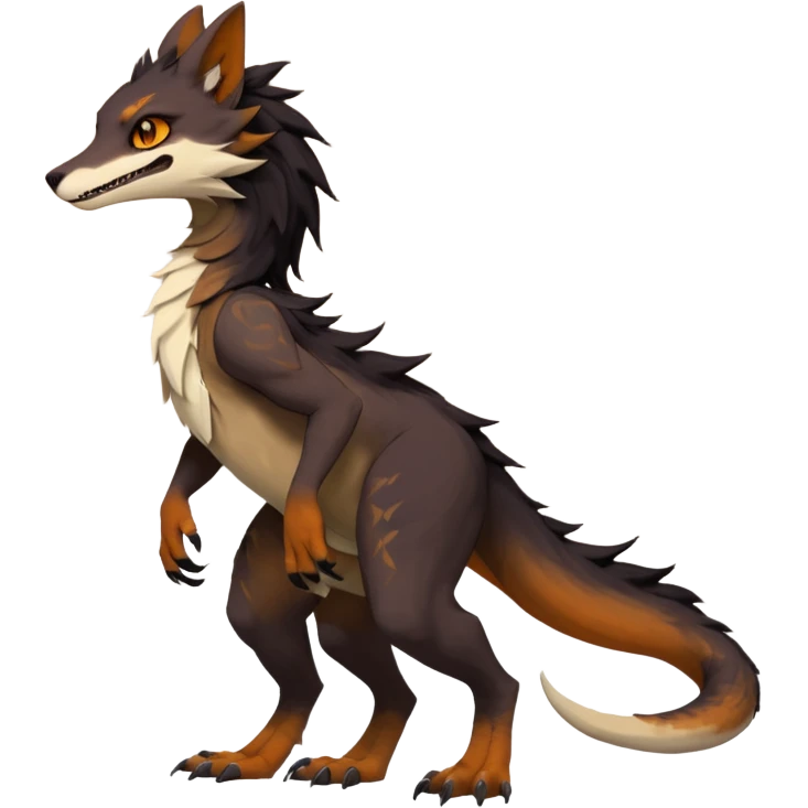 Brown and beige badass elegant wild beautiful natural cute badass epic exotic anthro modern furry 2-legged sergal-vernid-creature, full body, dark-brown-black-gradient pretty hair, with a long tufted tail, beautiful hazel-orange eyes, aesthetic, art by LiLaiRa, art by art by Falvie emoji
