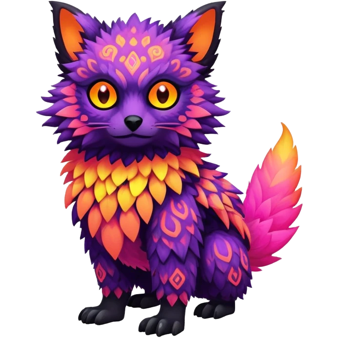 lush warm-colored colorful neon-colored Fakémon-Trico-creature (full body) emoji