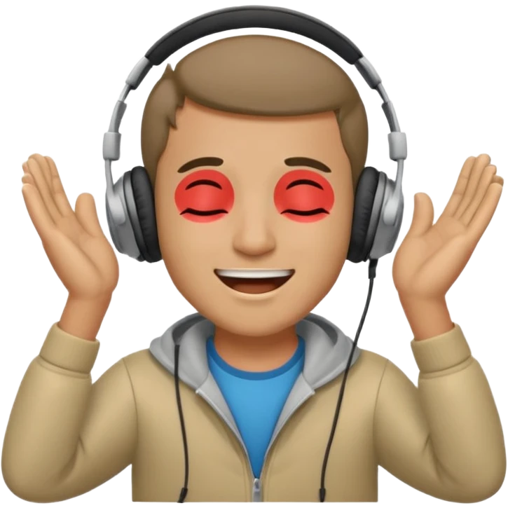 happy guy listening and chanting to music on a headphone emoji