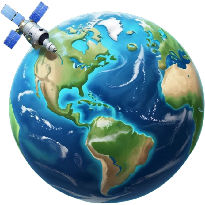 Planeth earth with a satelite  emoji