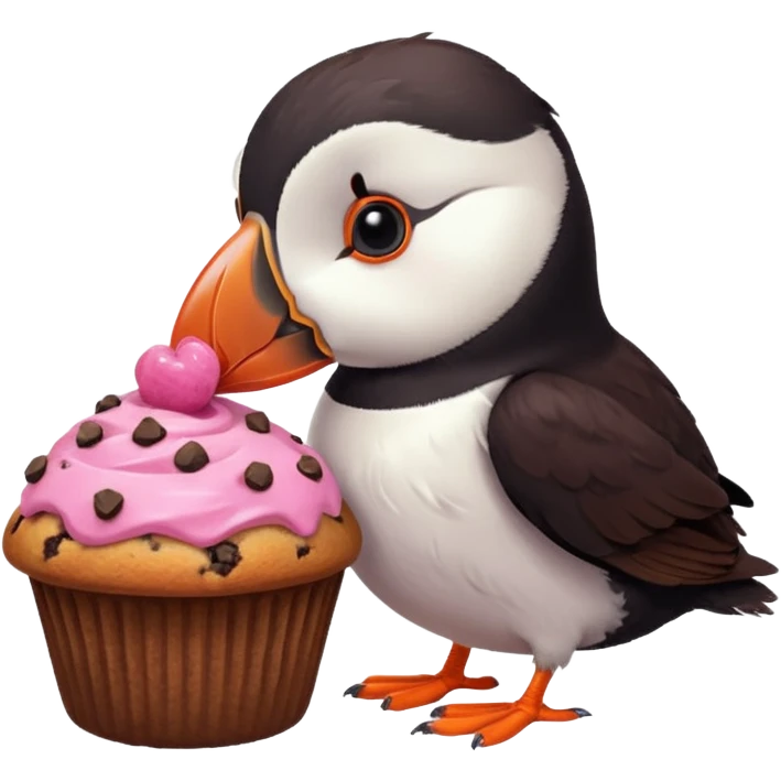 pink puffin eating a muffin emoji