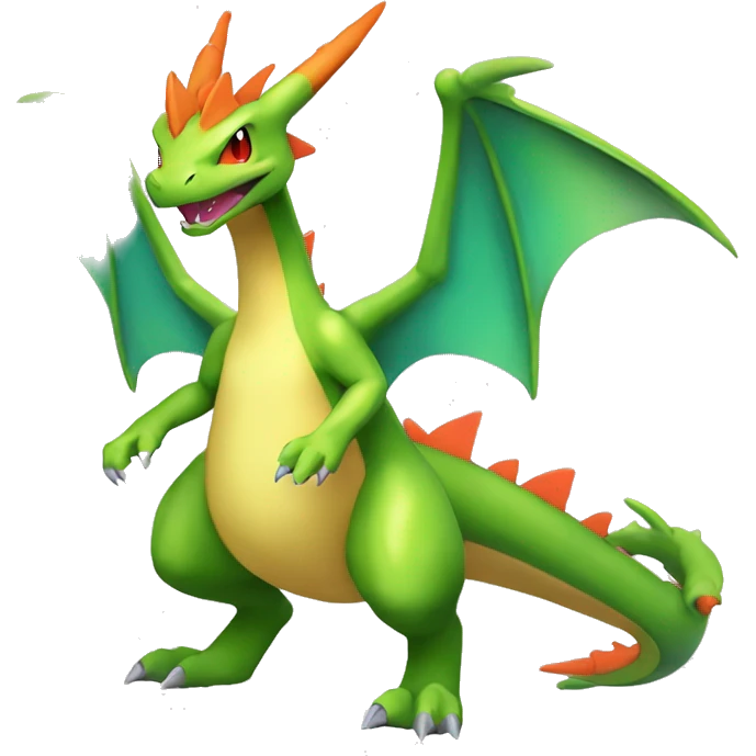 Cool Edgy Shiny Fakemon-Pokémon-Flygon-Charizard With Full Body Detailed High Quality emoji