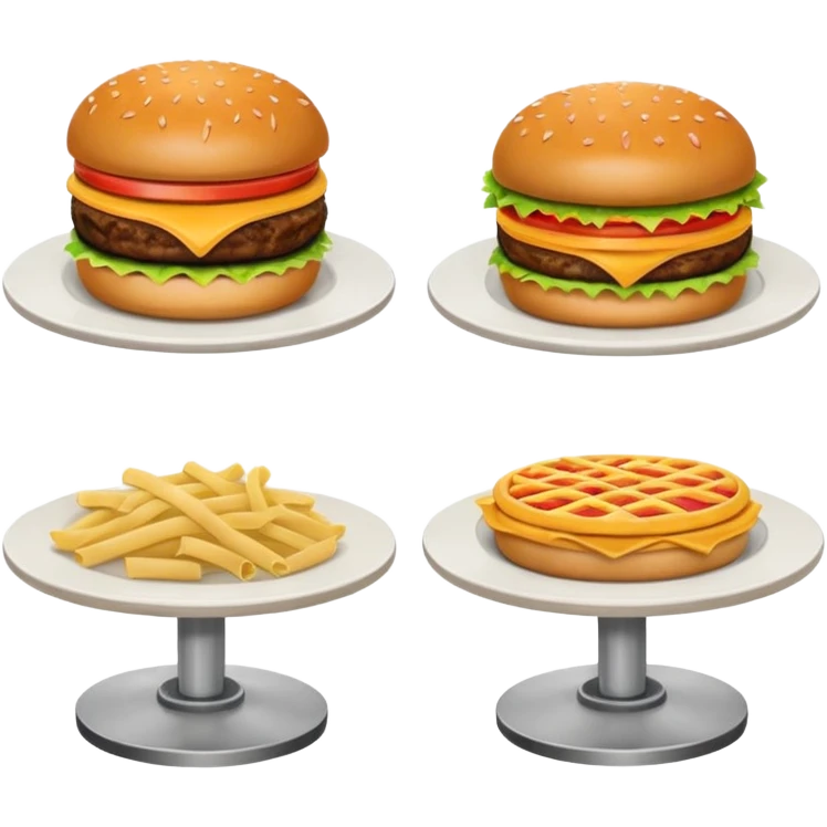 two restaurant tables with meals on them emoji