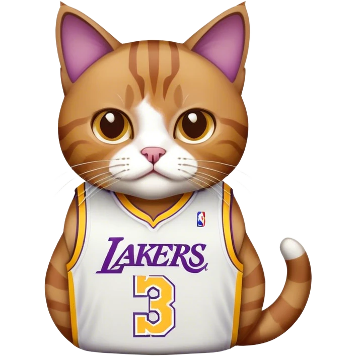 white brown Cat wearing a lakers lebron james jersey  emoji