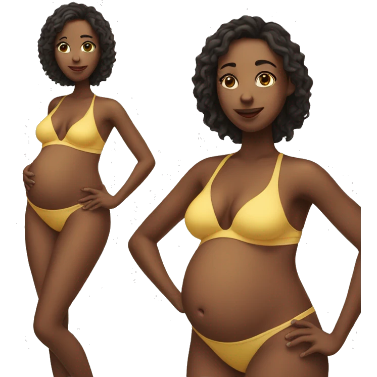 Slightly pregnant woman in a swimsuit posing emoji
