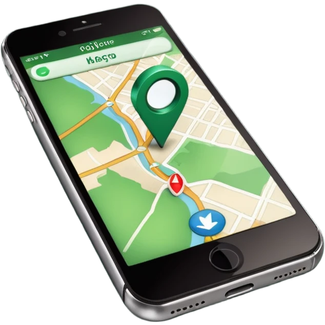 dark green geotag pointing to map on dark green iphone display emoji