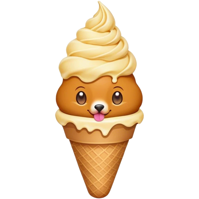 Un emoji con un cirneco dell'etna che mangia un gelato emoji
