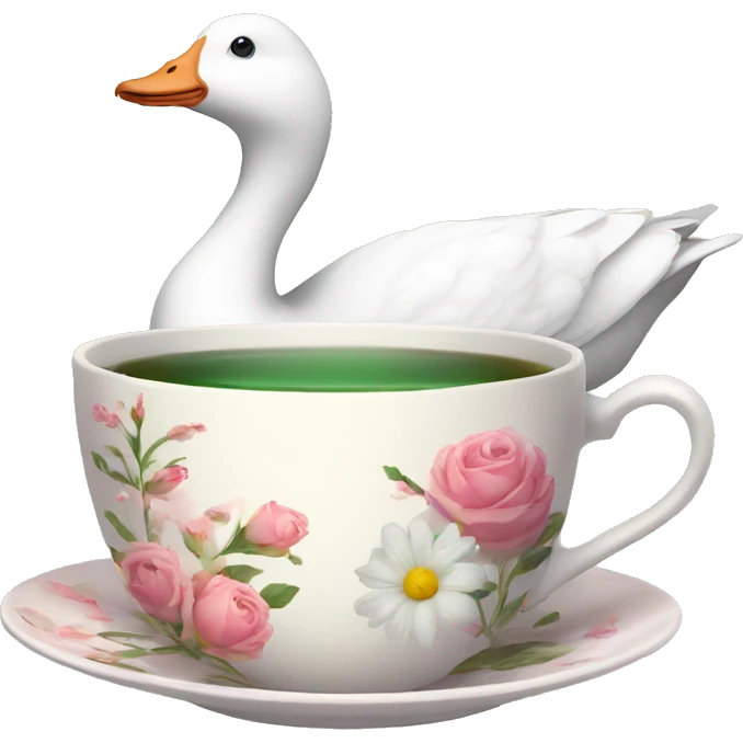 Goose and A cup of floral tea emoji