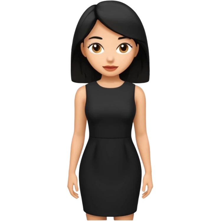 3d style woman with black hair wearing black dress emoji
