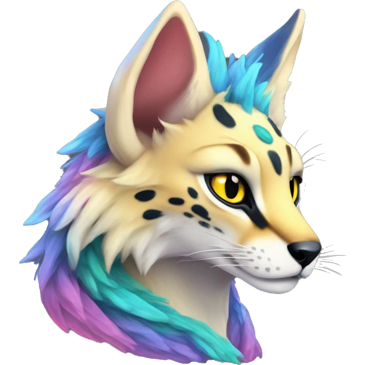 Epic Edgy Colorful ethereal eldritch Sergal-Serval-Fionbri emoji