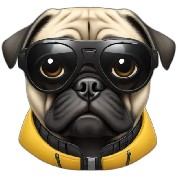pug with black sunglasses and wearing a cyberpunk suit emoji