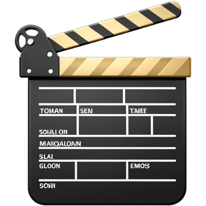 movie slate emoji with gold upper rectangle and white lower rectangle, black diagonal line across front emoji