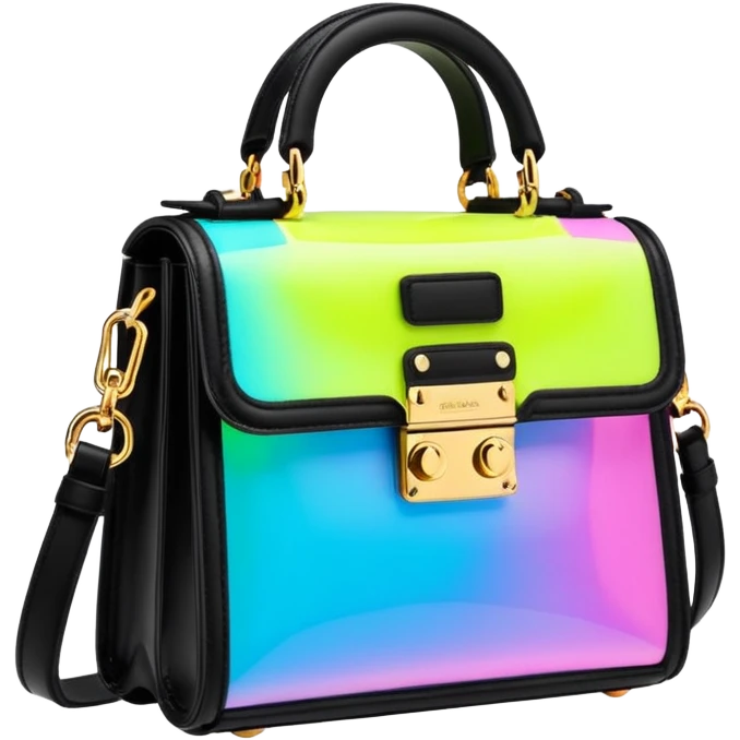 Dolce and Gabbana colorshifting vivid neon glowing cyberpunk style mini bag  emoji