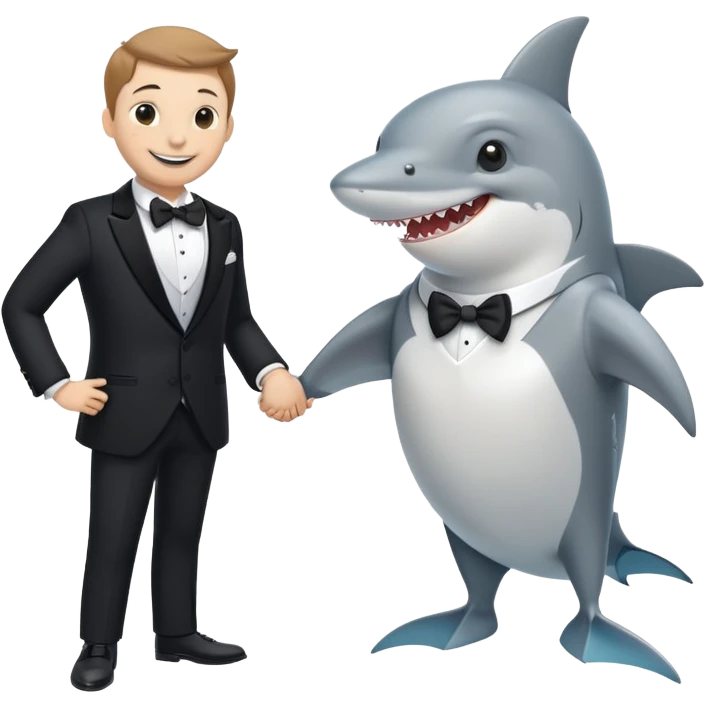 A seagull married to a shark emoji