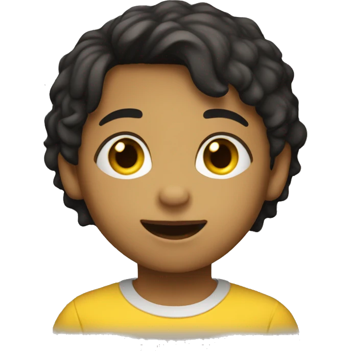 Dark-haired kids with coby haircut and yellow t-shirt  emoji