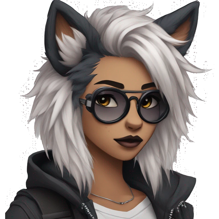 Edgy cute modern punk techwear anthro furry sona by Falvie, LiLaiRa, AngieWolf emoji