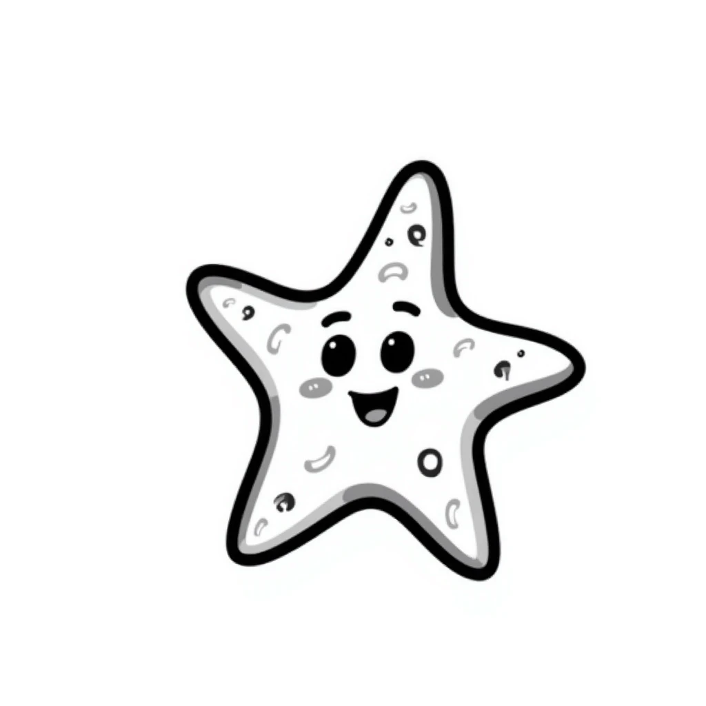 hand drawn starfish with detailed texture and little dots, playful sea creature emoji