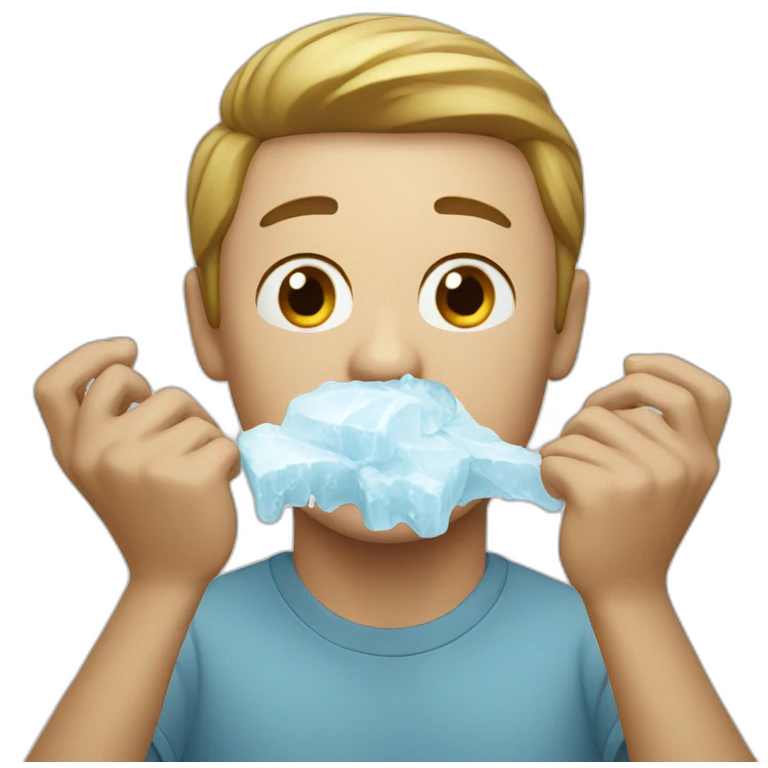 Man eating ice emoji