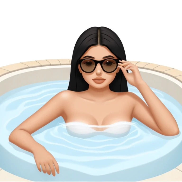 Kylie Jenner relaxing in a jacuzzi, zoomed out view emoji