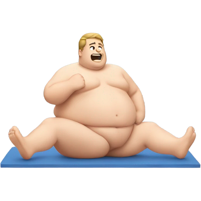 fat white guy shirtless doing sit-ups emoji