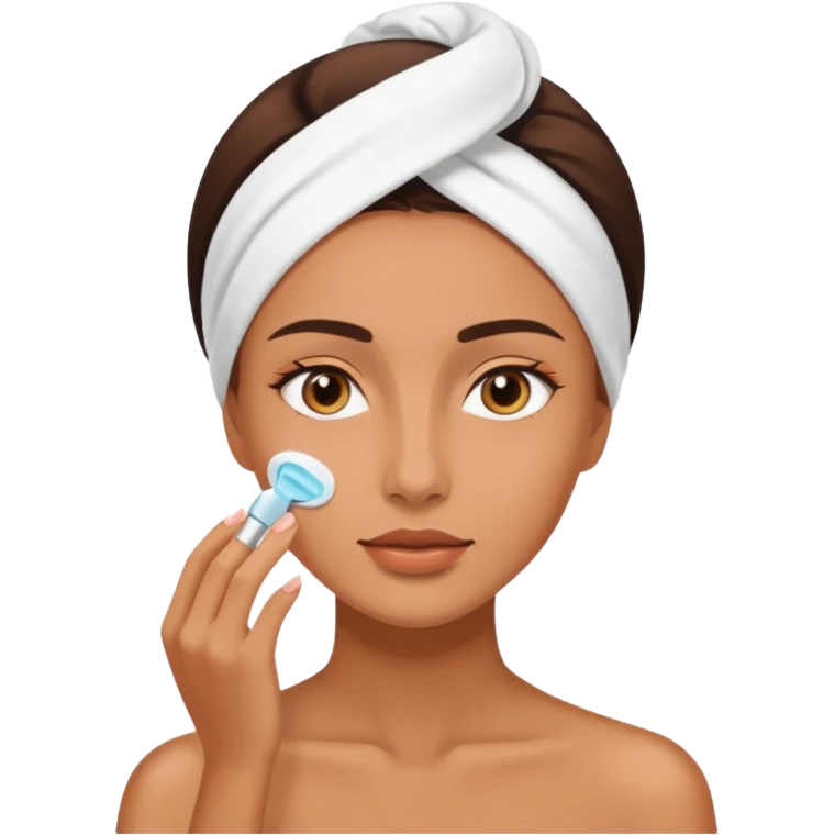 Perempuan lagi skincare (tapi yang lebih ketutup) fokus di muka emoji