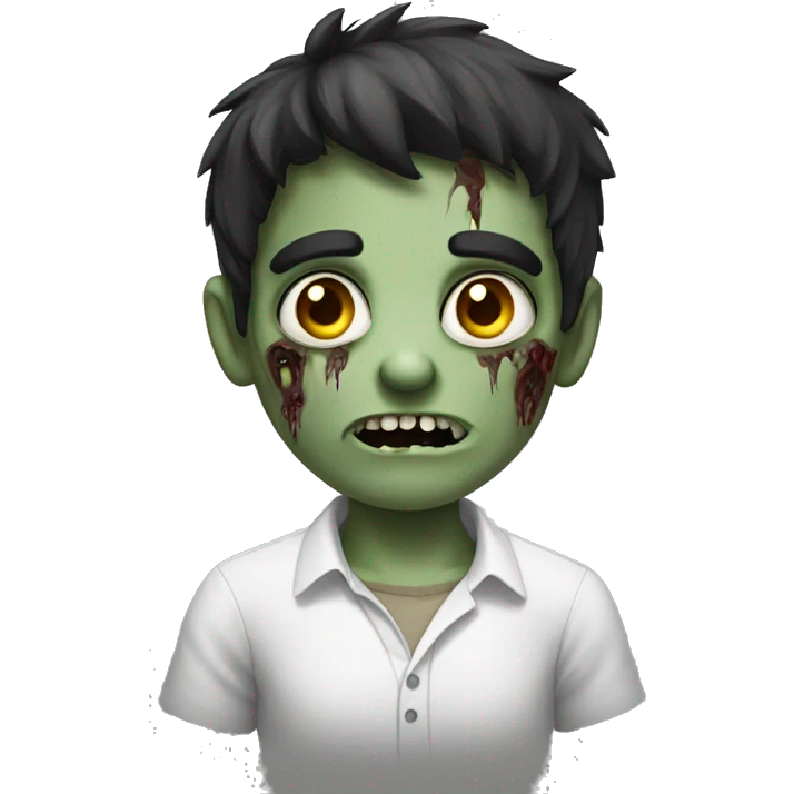boy zombie with dark hair and white shirt emoji