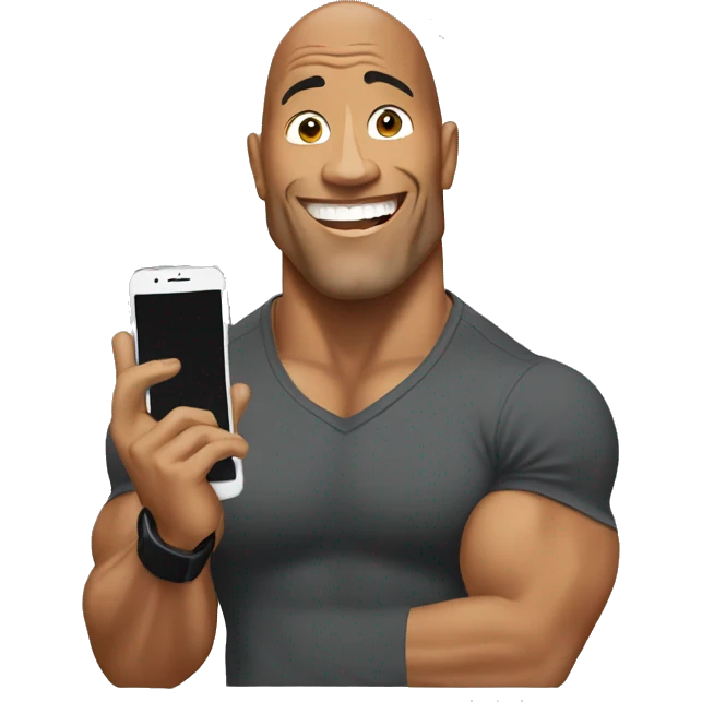 the rock with a mobile phone emoji