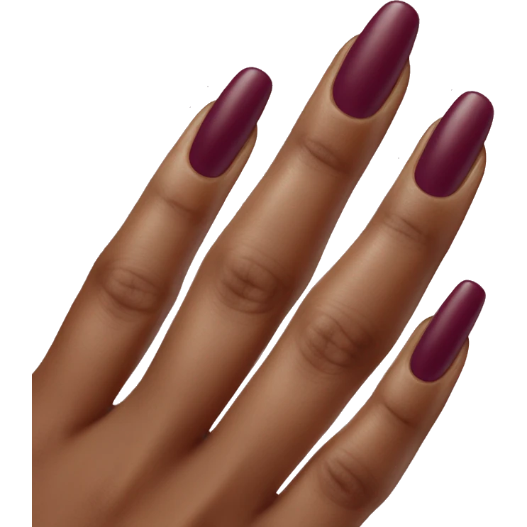 realistic hand paints nails in burgundy varnish emoji