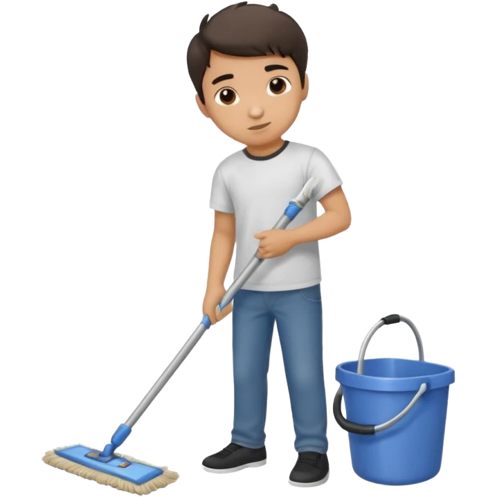 niño trapeando emoji