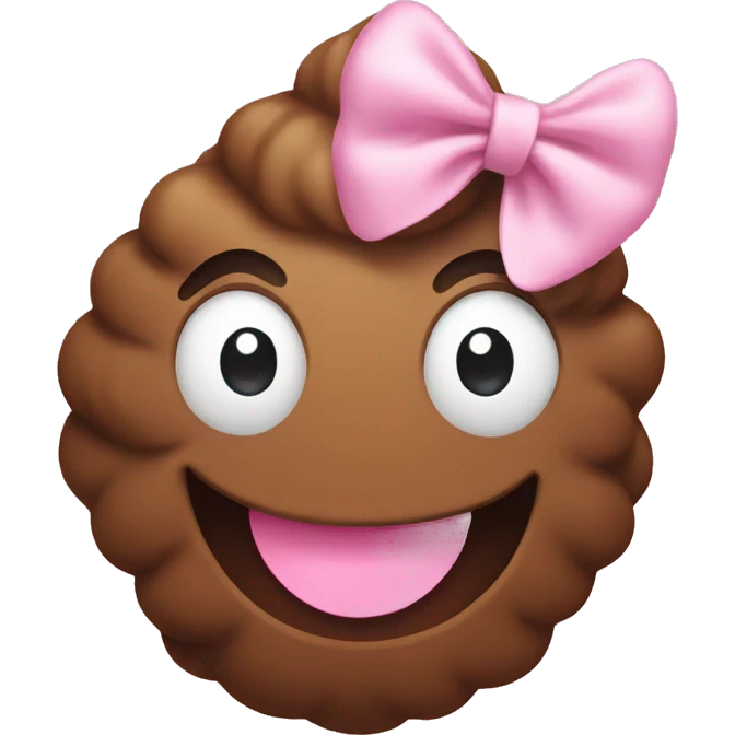 smiling brown poop wearing light pink bow emoji