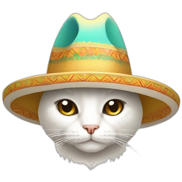 white cat with sombrero emoji