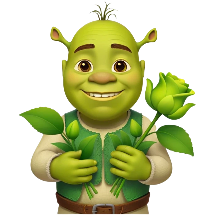 Shrek giving green flowers  emoji