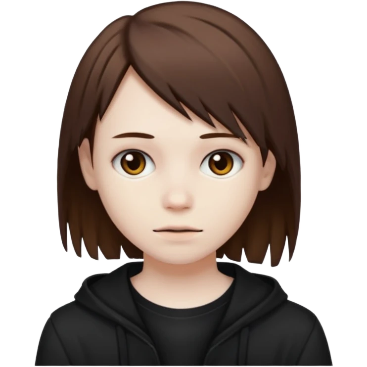 emo with brown hair, pale skin, and dark clothing emoji