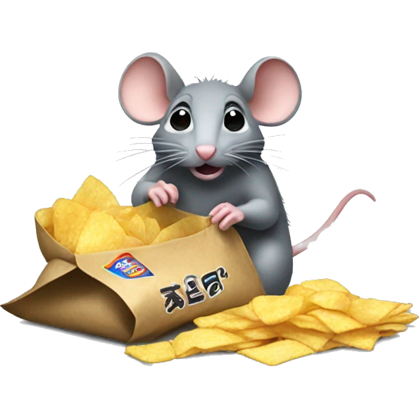 Rat eating bag of chips emoji