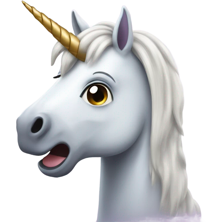 A unicorn with silly face emoji