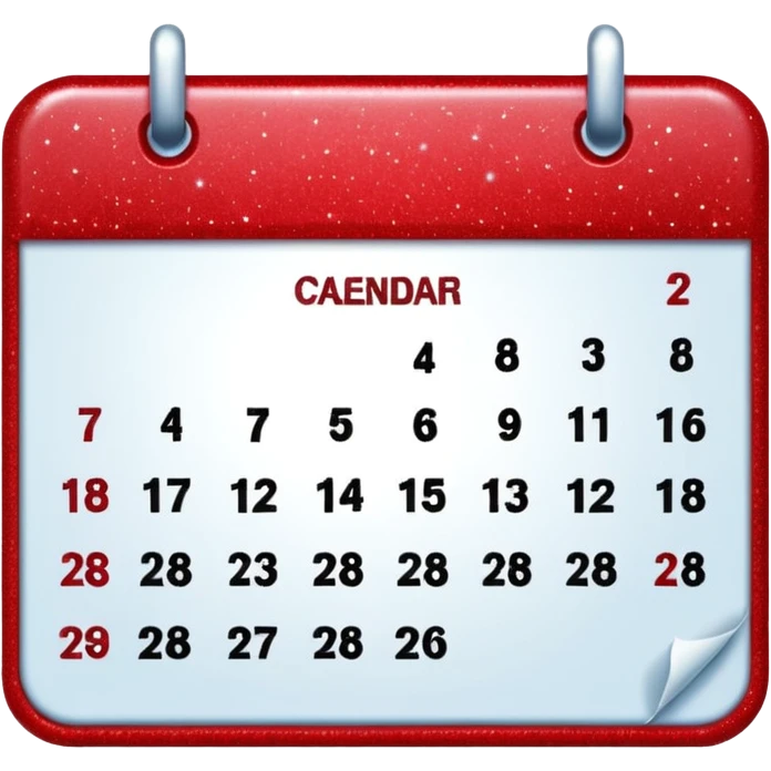 red glitter calendar emoji