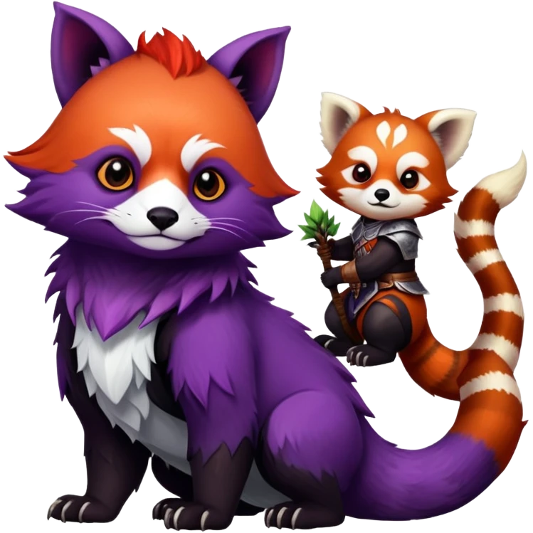 Dark souls theme in a dragon age with a purple animal and a red panda  emoji