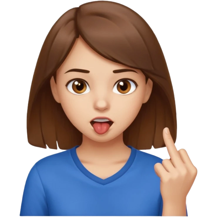 Fais moi une fille brune avec les yeux marrons, qui ce mort un doigt avec un regard coquin. emoji