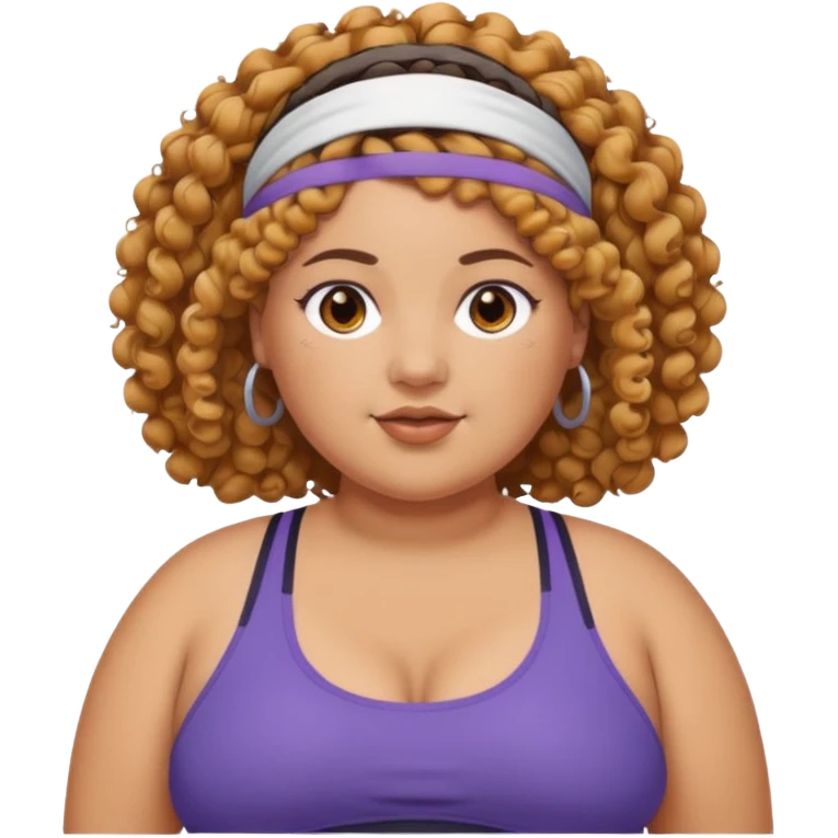 curly fat girl with headband, sportsy emoji