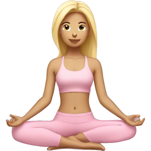 blonde yoga girl light pink clothes n emoji