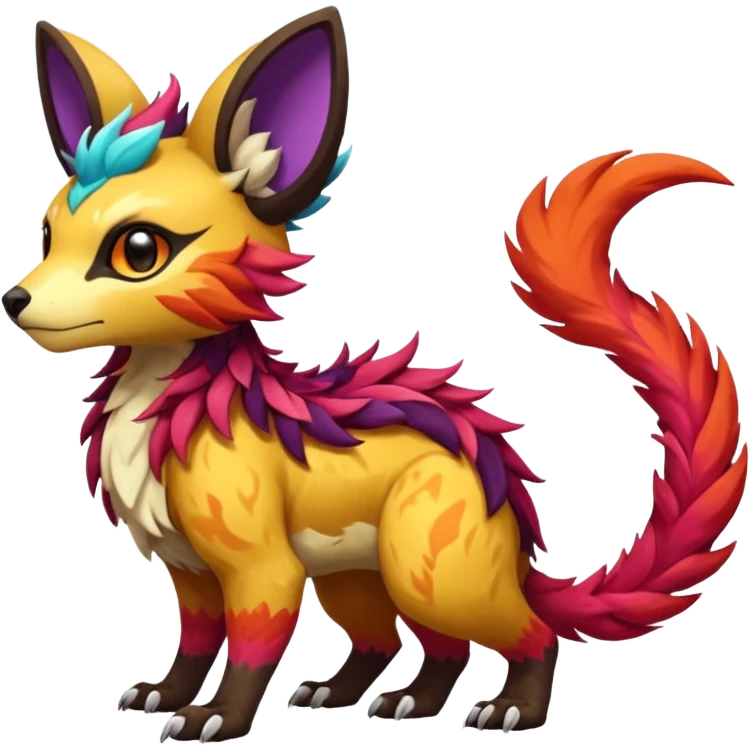 Rare realistic exotic cute epic pretty beautiful handsome gorgeous aesthetic colorful vibrant Vernid-Protogen-Primagen-Wickerbeast-species-Fakemon-creature by LiLaiRa, random markings, tufted ears, full body emoji