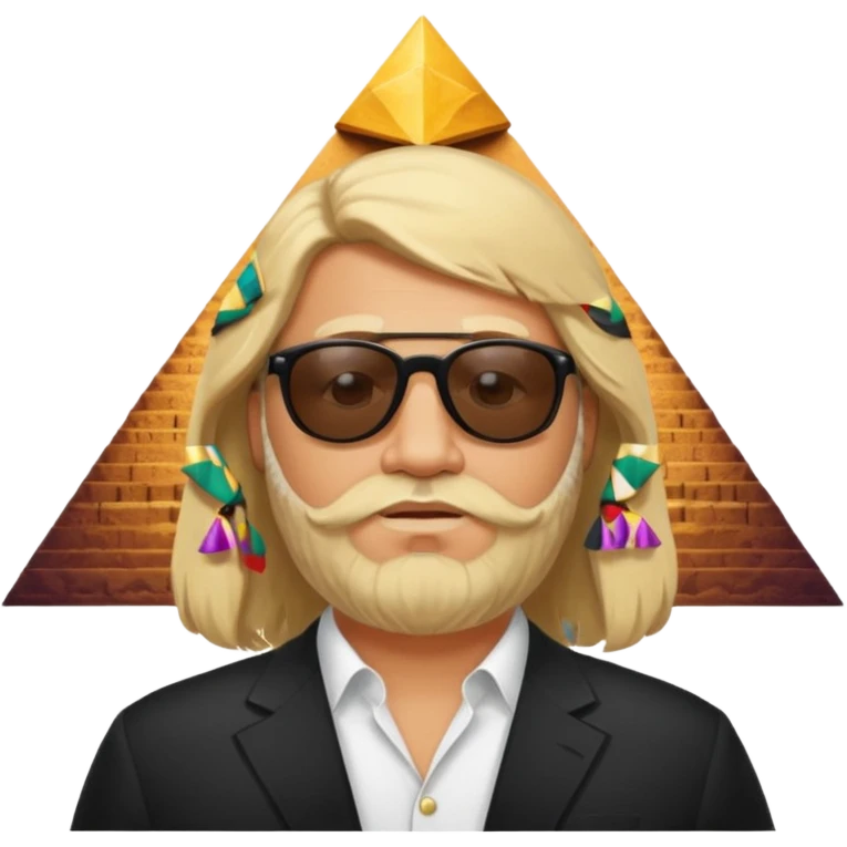 fat male blond long hair agent with three-day-beard in egypt with pyramid. emoji