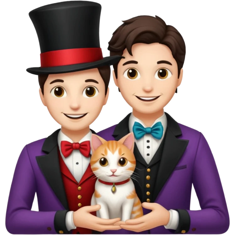 magician couple and their pet cat emoji